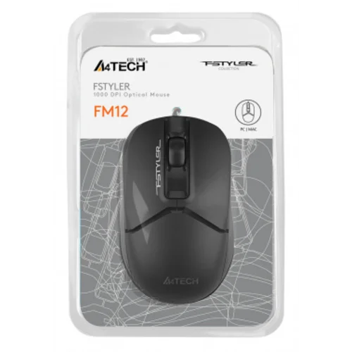 Мышь A4Tech Fstyler FM12 черный оптическая (1200dpi) USB (3but)